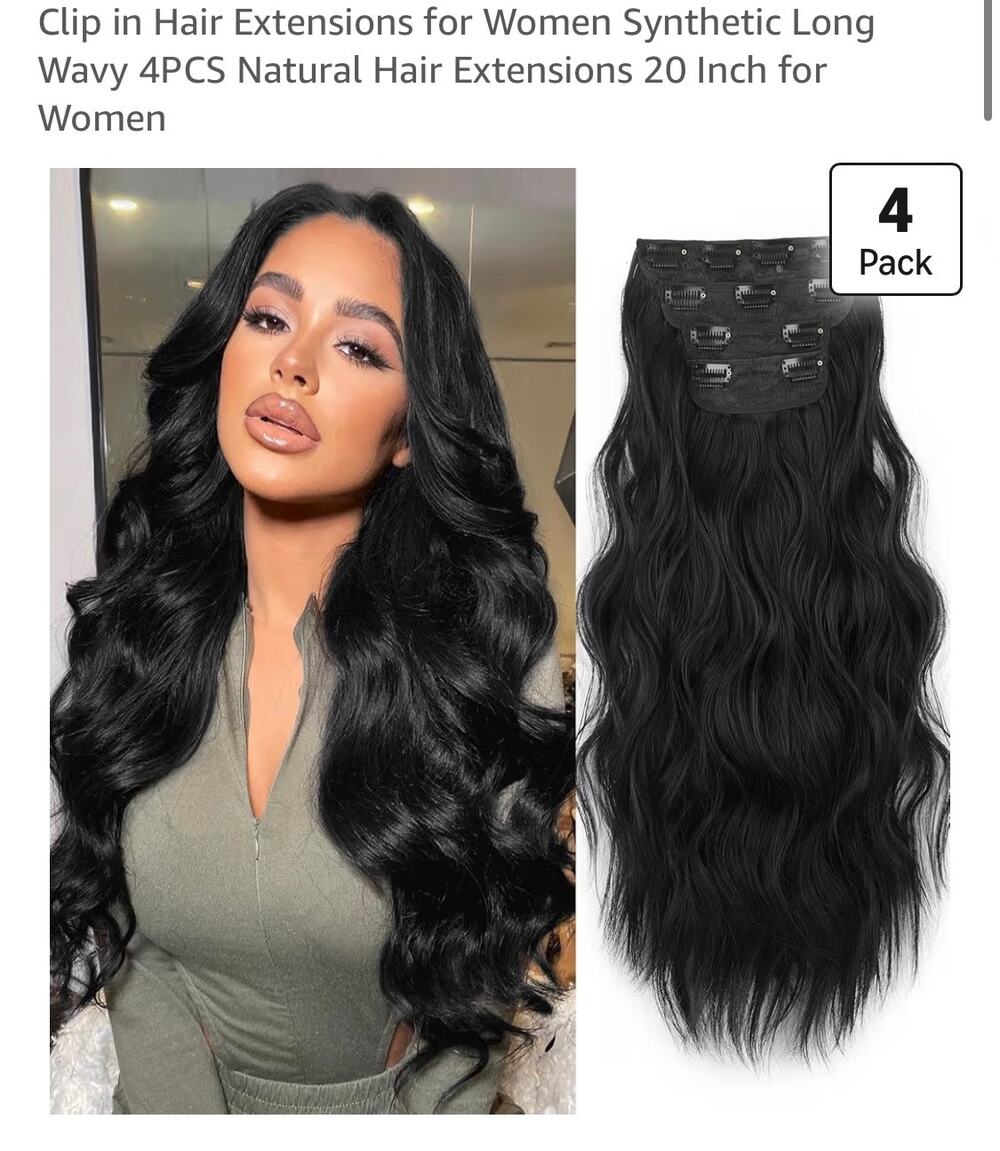 20” Long Wavy Synthetic Hair Extensions Medium Brown Ash Blonde